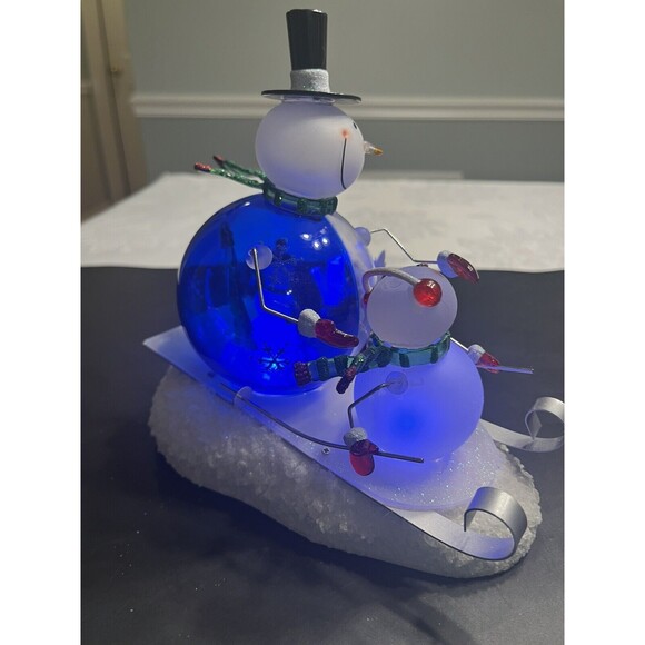 Acrylic Light Up Color Changing Snowman Sledding Christmas JCP JC Penney Tested - Picture 16 of 16